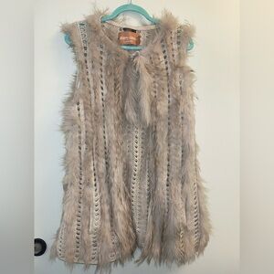 Sherry Cassin Vest Women Sm Michelle‎ Coyote Fur Western Southwestern L